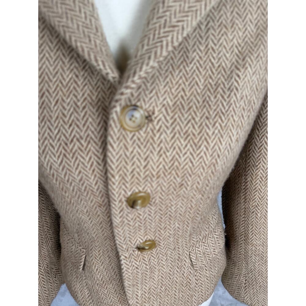 Ralph Lauren Collection Blazer Womens 6 Tan Herringbone Wool Cashmere Luxury - Picture 3 of 13